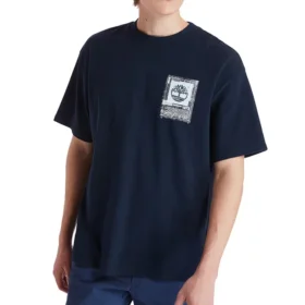 Timberland com logótipo estampado, gola redonda, azul