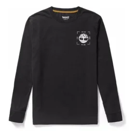 Timberland com logótipo estampado, gola redonda e manga comprida, Preto
