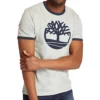 Timberland com logótipo estampado, manga curta, cinzento