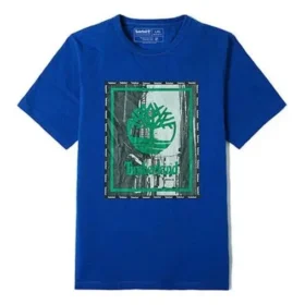 Timberland de gola redonda com estampado, manga curta, azul