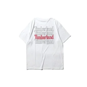 Timberland SS20 Camiseta de calções com gola redonda e estampa Branca