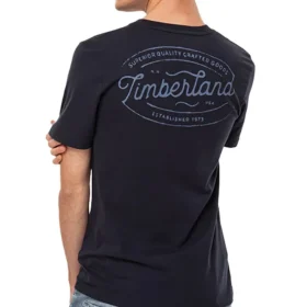 Timberland SS20 Camiseta de calções com gola redonda e estampado, azul