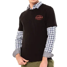 Timberland SS20 Camiseta de calções de manga curta com gola redonda e estampado Preto